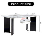 rectangular dining table,white imitation marble tabletop,MDF table legs with gold metal decorative strips