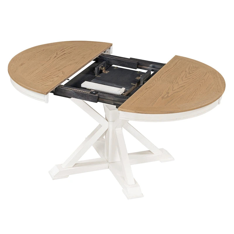Retro Functional Extendable Dining Table with a 12 Leaf for Dining Room