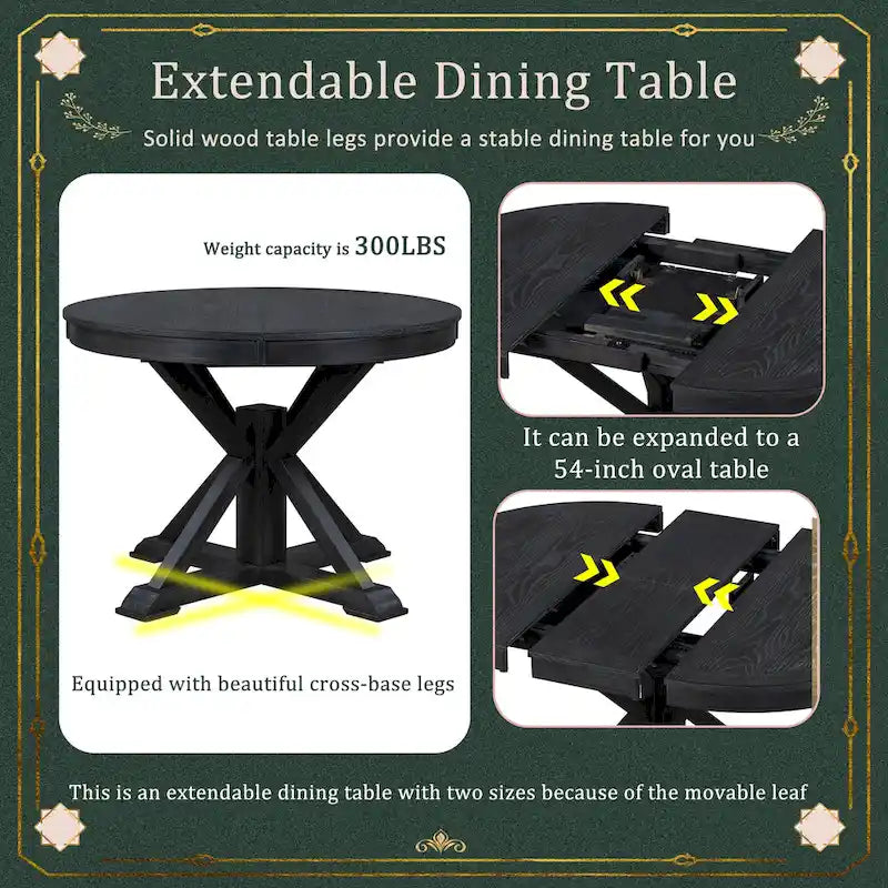 Retro Functional Extendable Dining Table with a 12 Leaf for Dining Room