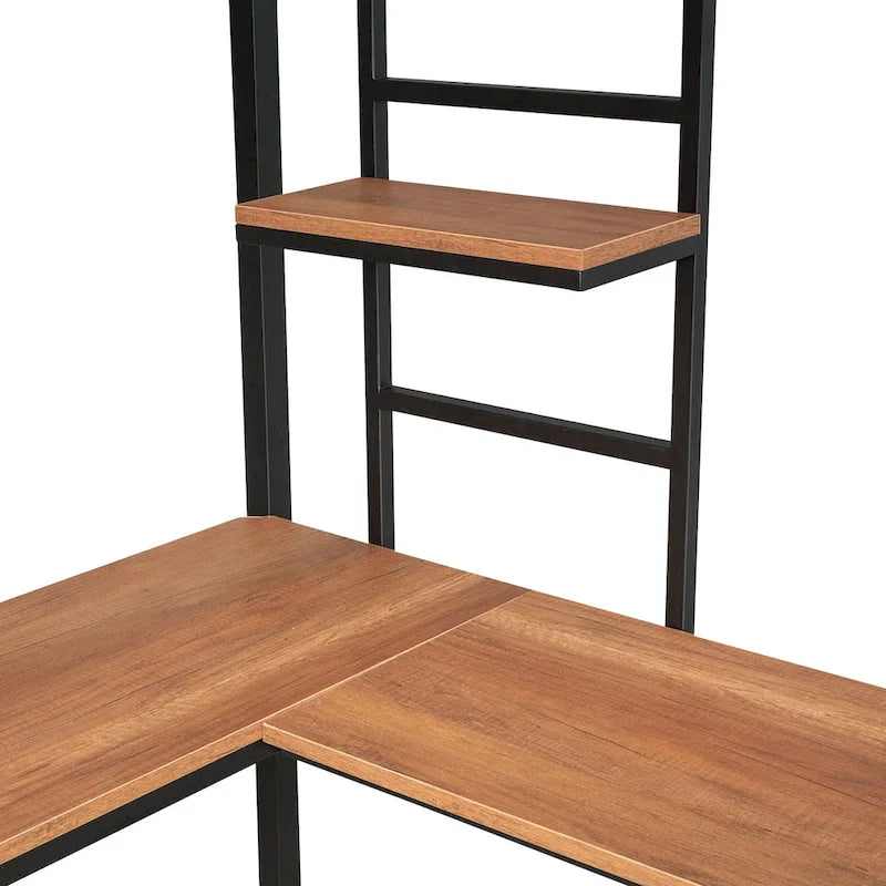 Twin Metal Loft Bed with Desk and Shelve
