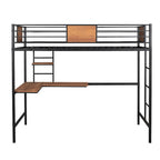 Twin Metal Loft Bed with Desk and Shelve