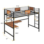 Twin Metal Loft Bed with Desk and Shelve