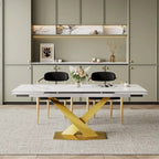 94.48 Modern Extendable Rectangular Sintered Stone Dining Table For 8 person