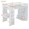Merax Loft Bed with large shelves, writing desk and LED Light