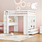 Merax Loft Bed with large shelves, writing desk and LED Light