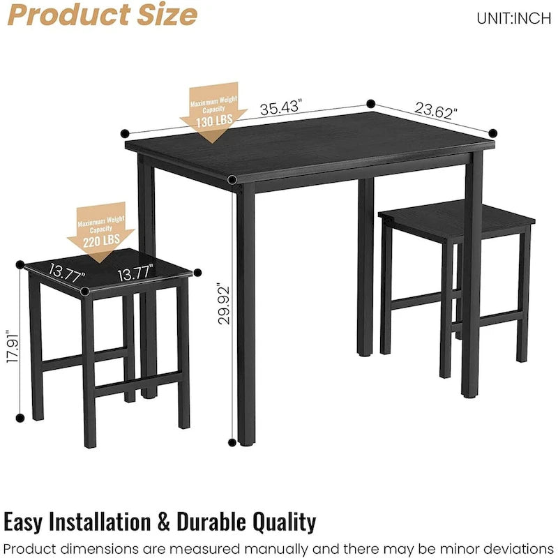 Small Dining Table Set for 2, Home Kitchen Furniture Perfect Choice, Compact and Durable, Easy Assembly
