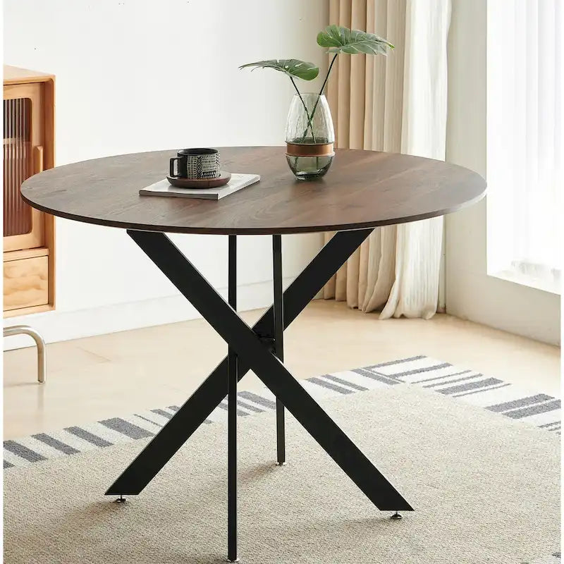 Mid-century Dining Table With Round Table Top Pedestal Dining Table
