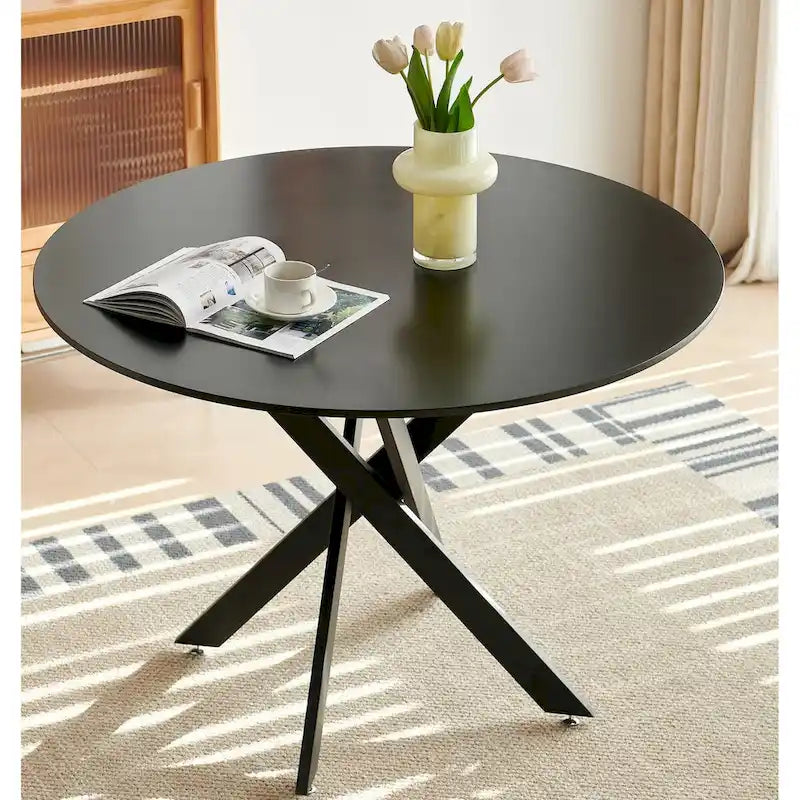 Mid-century Dining Table With Round Table Top Pedestal Dining Table