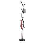 Modern Metal Black and Walnut Standing Coat Rack for Home Entryway Organization & Storage