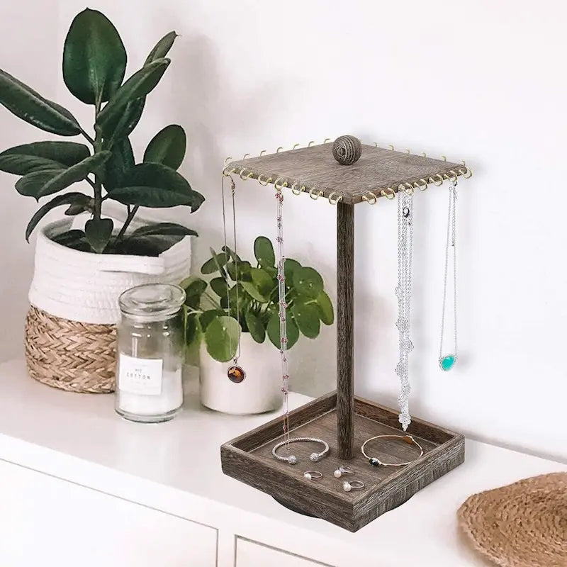 Wooden Rotating Jewelry Organizer - S