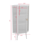 Floor Coner Cabinet, 3 Tiers with Tempered Glass Doors and Storage Shelves