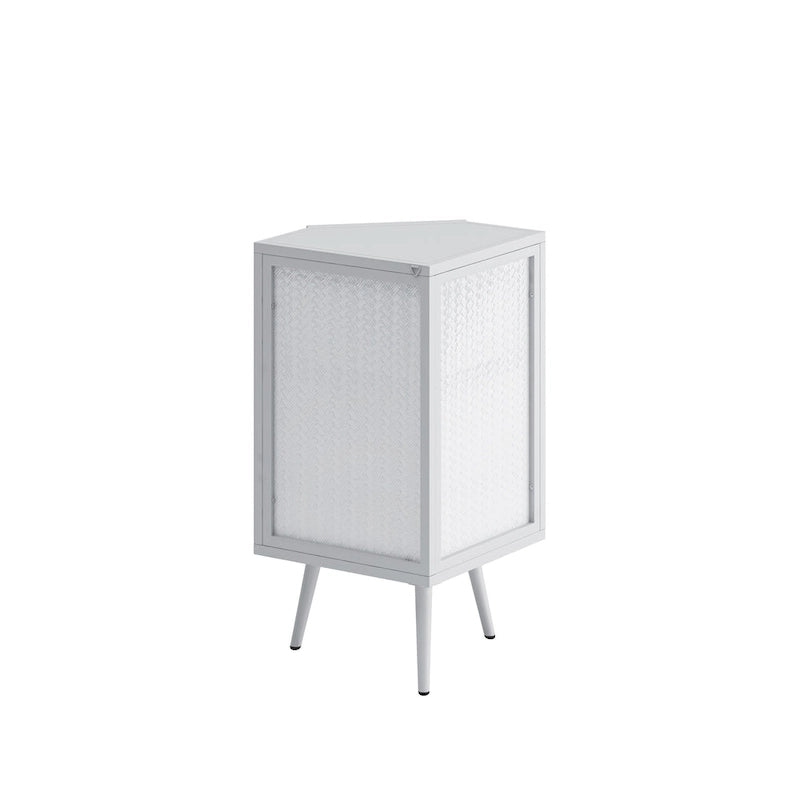 Floor Coner Cabinet, 3 Tiers with Tempered Glass Doors and Storage Shelves