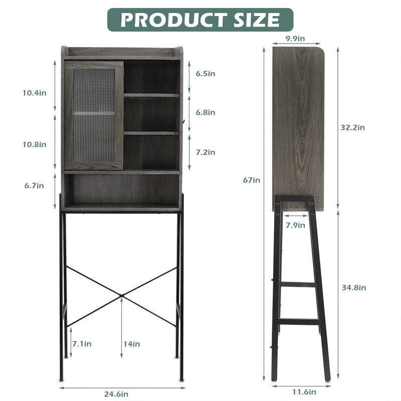 Over the Toilet Storage Cabinet - 11.6D x 24.6W x 67H