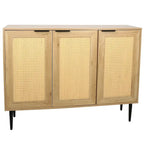 47.24  Wooden Storage Cabinet with 3 Rattan Doors and 3 Shelves