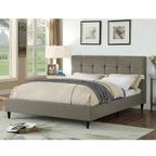 Modern Upholstered Square Stitched Platform Bed with Wooden Slats
