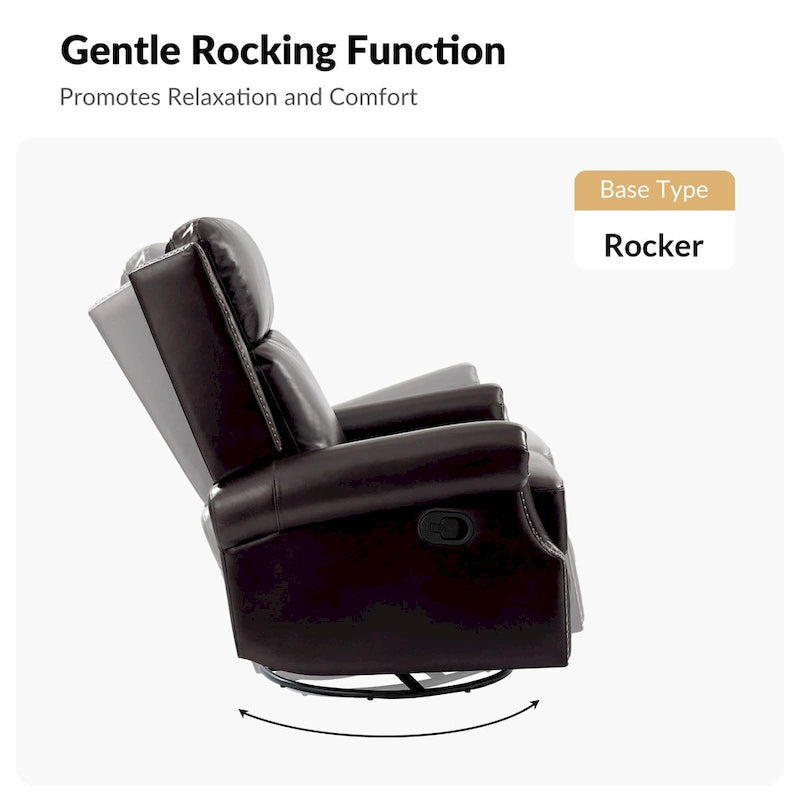 Viviana Traditional Genuine Leather Manual Swivel Glider Recliner by HULALA HOME