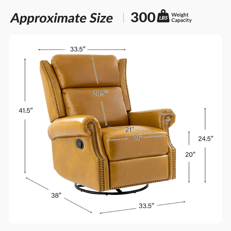 Viviana Traditional Genuine Leather Manual Swivel Glider Recliner by HULALA HOME