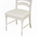 Vintage Traditional 4-Piece Upholstered Dining Chairs, Serrated Dining Backs,Cream