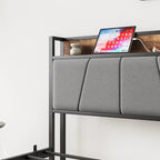 Twin Size Storage Headboard Bed with Charging Station,Easy Assembly