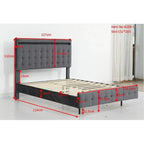 Floating Bed Frame Queen Size with LED Lights, Upholstered Headboard and Footboard Platform Bed, Wood Slats Easy Assembly