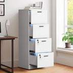 Moasis 15 Deep Vertical 4-Drawer File Cabinet with Lock for Letter A4-Sized Files