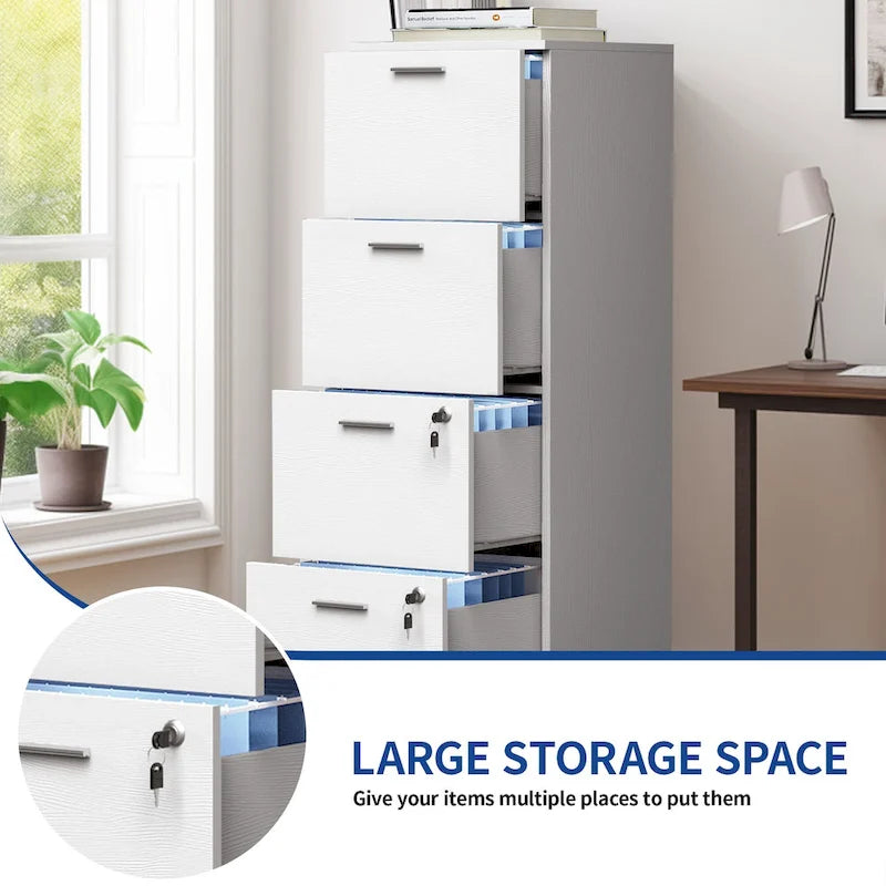 Moasis 15 Deep Vertical 4-Drawer File Cabinet with Lock for Letter A4-Sized Files