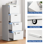 Moasis 15 Deep Vertical 4-Drawer File Cabinet with Lock for Letter A4-Sized Files