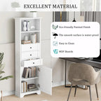 Tall Storage Cabinet with 3 Drawers and Adjustable Shelves for Bathroom