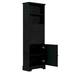 Tall Storage Cabinet with 3 Drawers and Adjustable Shelves for Bathroom