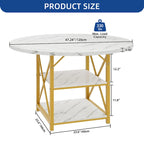 Moasis Round Dining Table with Storage Shelves Metal Legs for 4-6 People for Dining Living Room