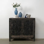 Two Doors Cabient Distressed Black 39x18x35H