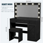 Farmhouse Makeup Vanity Table with Lights