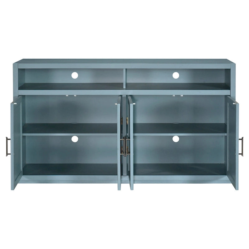 4-door Classic Sideboard with Open Storage and Adjustable Shelves