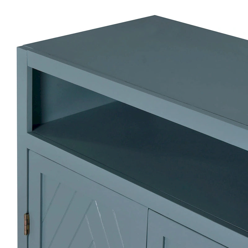 4-door Classic Sideboard with Open Storage and Adjustable Shelves