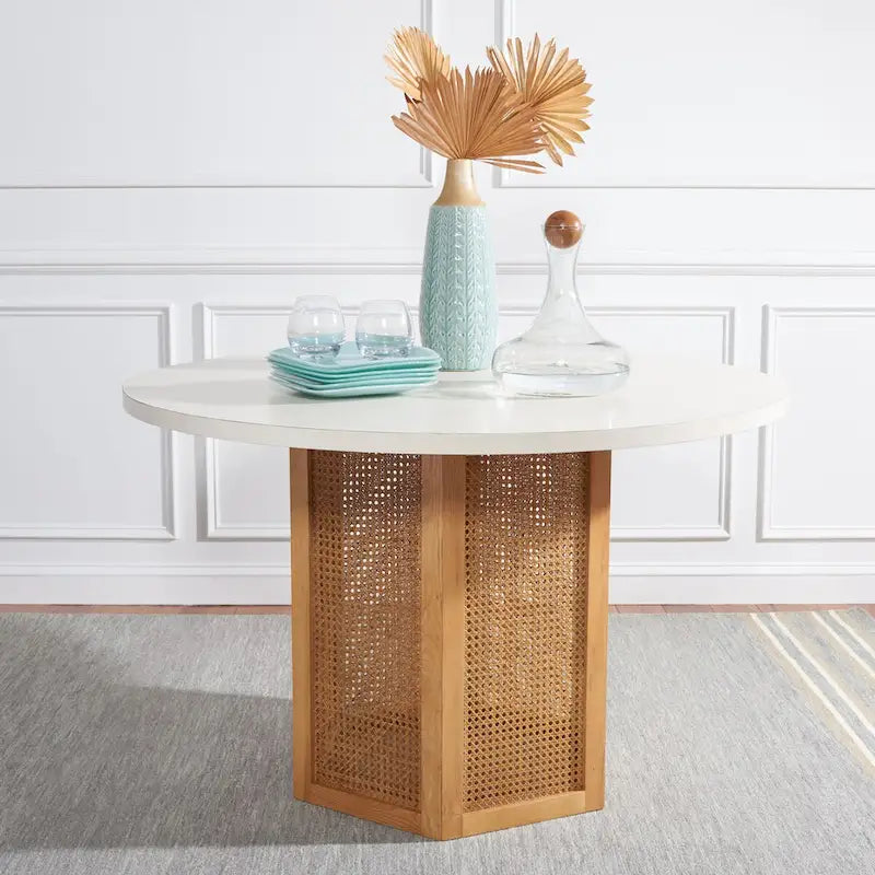 SAFAVIEH Mozell Cane Dining Table - 47.3 W x 47.3 L x 28.8 H - 47Wx47Dx29H